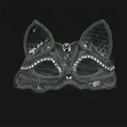 Masque pour les yeux vénitien luxueux - dentelle / paillettes / paillettes - oeil de chat - Halloween / mascarades