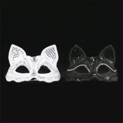 Masque pour les yeux vénitien luxueux - dentelle / paillettes / paillettes - oeil de chat - Halloween / mascarades