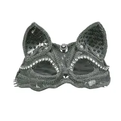 Lyxig venetiansk ögonmask - spets / glitter / paljetter - cat eye - Halloween / maskerader