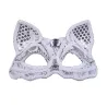 Masque pour les yeux vénitien luxueux - dentelle / paillettes / paillettes - oeil de chat - Halloween / mascarades