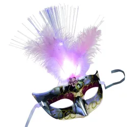 Seksowna wenecka maska na oczy - z piórami / świecąca dioda LED - maskarada / HalloweenMaski