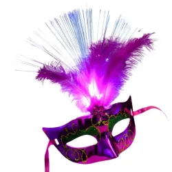 Masque pour les yeux vénitien sexy - avec plumes / LED lumineuses - mascarade / Halloween