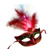 Máscara de olhos veneziana sexy - com penas / LED luminoso - mascarada / Halloween