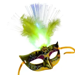 Mascherina per occhi veneziana sexy - con piume / LED luminoso - mascherata / Halloween