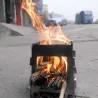 Ved / spritovn - sammenleggbar - utendørs / camping BBQ - rustfritt stål - med bag