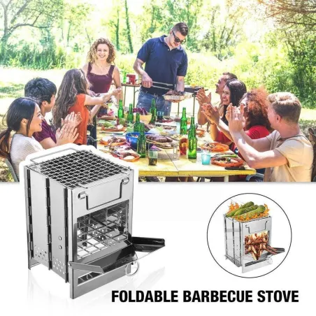 Sammenfoldelig BBQ brændeovn - brændeovn - rustfrit stål