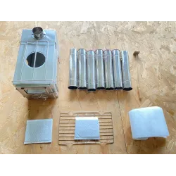 Poêle à bois - double face - chauffage camping / extérieur / tente - inox