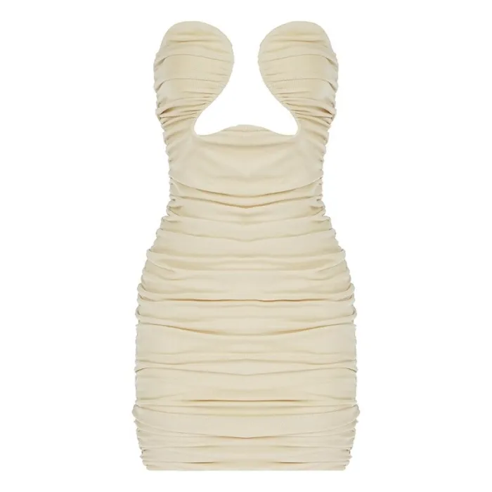 Sexy mini dress - strapless - sleeveless - draped designDresses