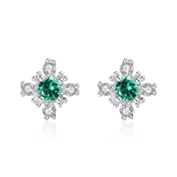 Brincos floco de neve com cristal - prata de lei 925