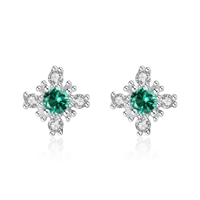 Boucles d'oreilles flocon de neige avec cristal - argent sterling 925