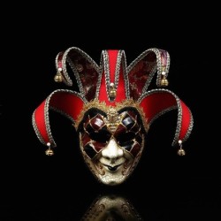 Venetiansk anonym joker / clown - helmask - maskerad / Halloween