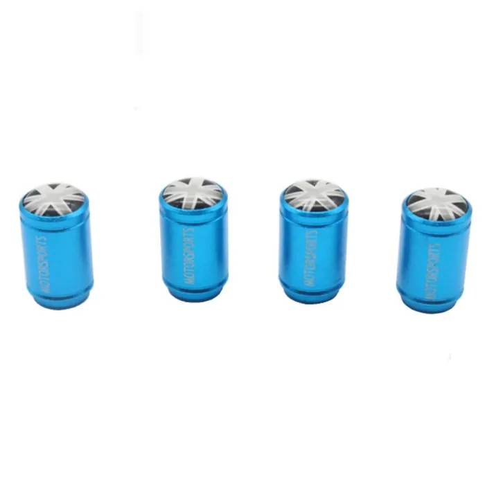 Bilventilhetter - aluminium - britisk flagg - 4 stk