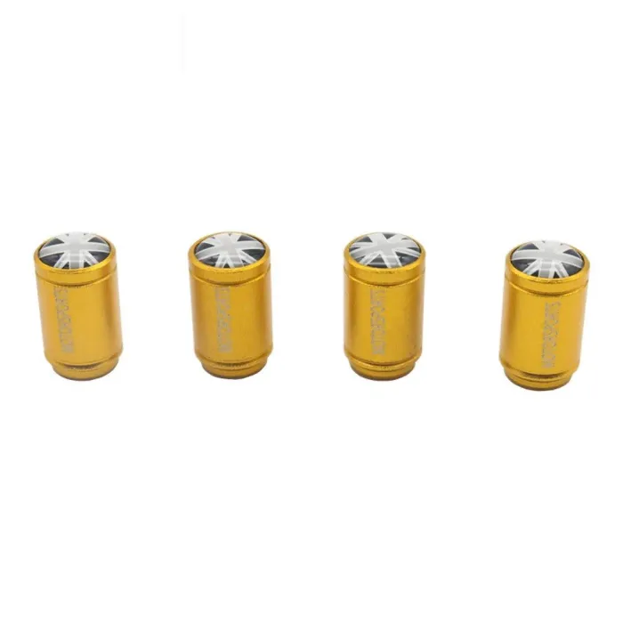Bilventilhetter - aluminium - britisk flagg - 4 stk