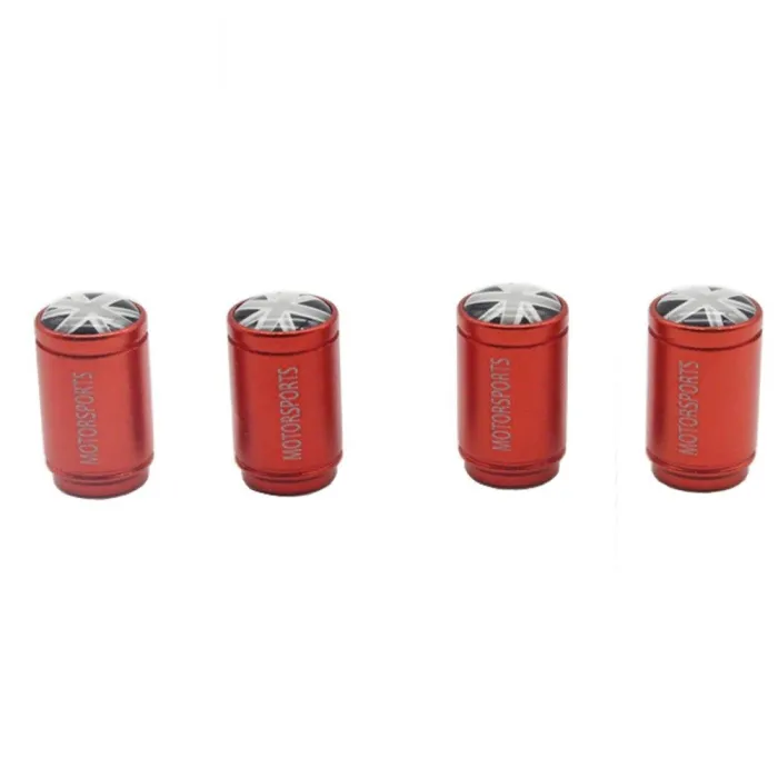 Bilventilhetter - aluminium - britisk flagg - 4 stk
