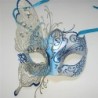 Venetiansk øyemaske i metall - uthult sommerfugl - krystaller - laserkuttet - maskerader / karneval
