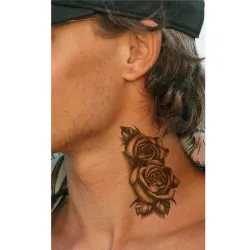 Autoadesivo del tatuaggio temporaneo - doppie rose nere - impermeabile