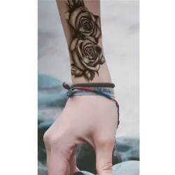 Tymczasowa naklejka tatuaż - podwójne czarne róże - wodoodpornaTatuaż