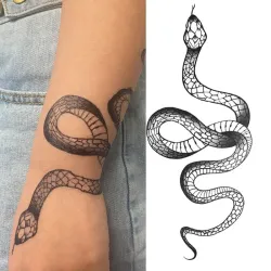 Midlertidig tatoveringsmærkat - sort slange / roser - vandtæt
