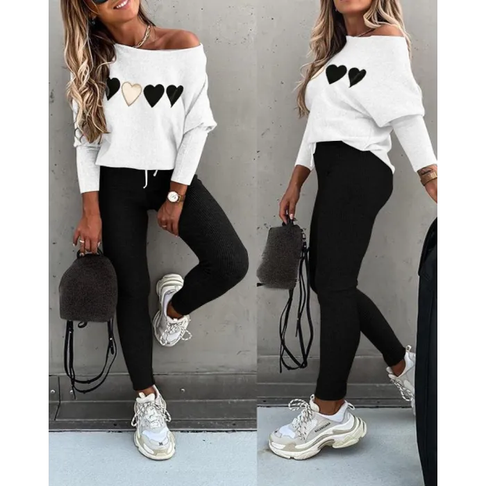 Blusas y camisasTop de manga larga y pantalones con cordón - conjunto
