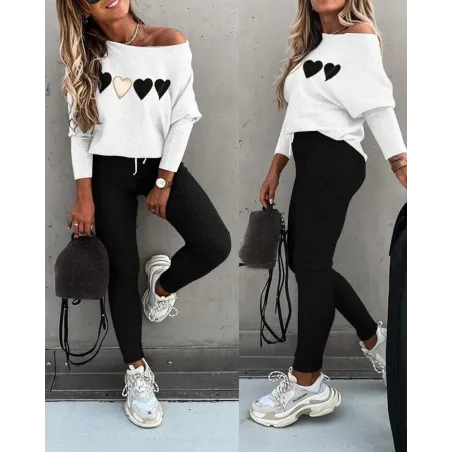 Blusas y camisasTop de manga larga y pantalones con cordón - conjunto