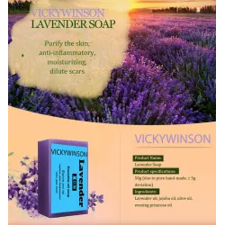 PielJabón natural artesanal - hidratante - blanqueador - tratamiento acné - lavanda - 50g