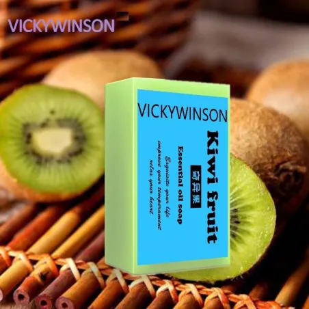 Naturlig handgjord tvål - blekning - återfuktande - aknebehandling - kiwi - 50g