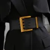 Breiter, elastischer Retro-Gürtel - Leder - goldene Schnalle
