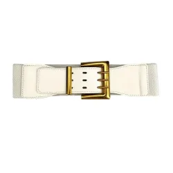 Retro elastische brede riem - leer - gouden gespRiemen