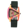 Orologio trendy in legno - triangolo colorato - cinturino in pelle