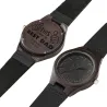 Orologio in legno di sandalo nero - cinturino in pelle - regalo per il padre - The Best Dad