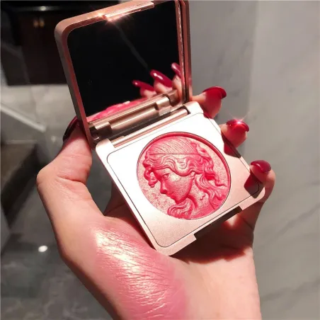 Elegant pressat puder - dubbla lager highlighter - ansiktsbronzer - högglans