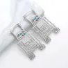 Trendy silver earrings - with crystals - geometric styleEarrings