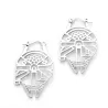 Boucles d'oreilles rondes argentées tendance - évidées - étoile du millénaire
