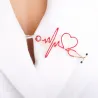 Broche médicale - électrocardiogramme / stéthoscope / coeur - avec cristal
