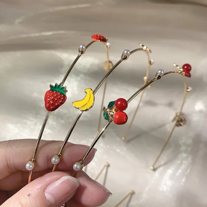 Pinzas de cabelloDiadema de aro de metal - con frutas / perlas