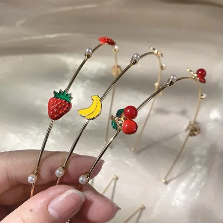 Pinzas de cabelloDiadema de aro de metal - con frutas / perlas