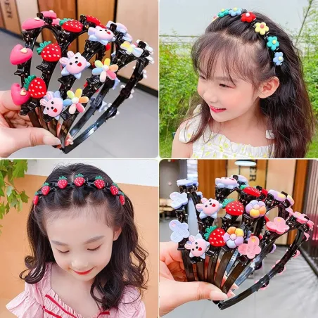 Colorful headband - with openable decorative flowers / fruits / cartoon animalsHair clips