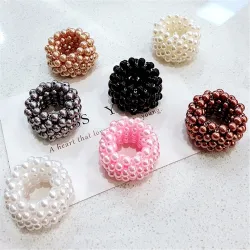 Scrunchie with pearl beads - elastic hair bandHair