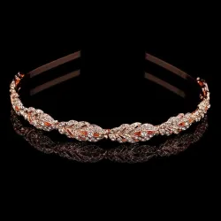 Lussuoso diadema di cristallo - fascia per capelli - motivo a foglia di fiore