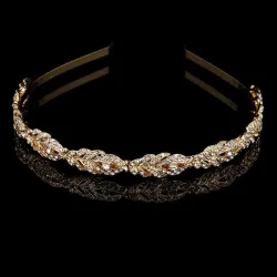 Lussuoso diadema di cristallo - fascia per capelli - motivo a foglia di fiore