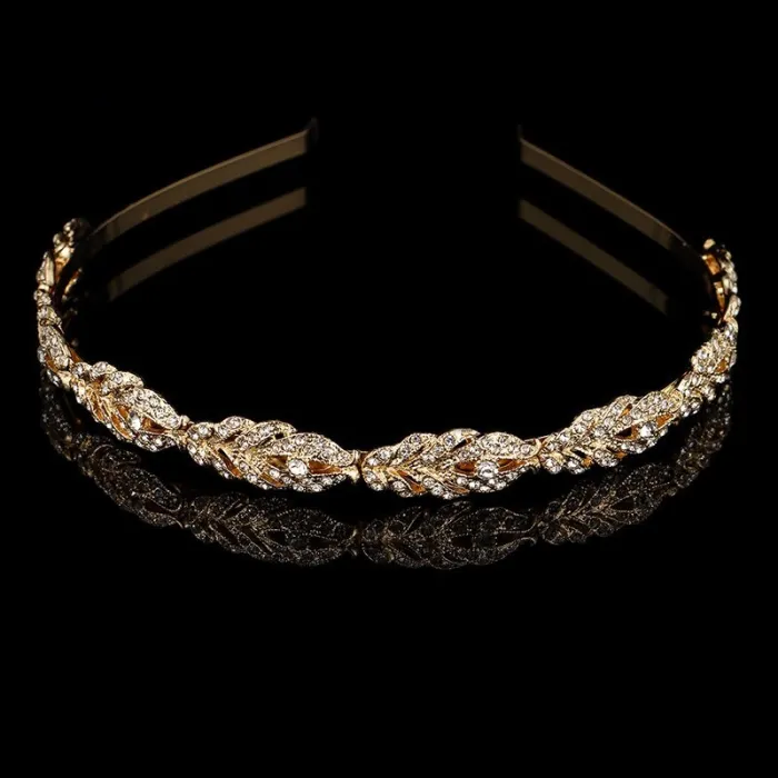 Luksuriøs krystal tiara - pandebånd - blomsterbladmønster