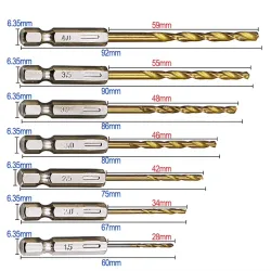 HSS 14 sekskantbor - titanium belagt - bor - 13 stk.