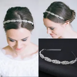Lyxig kristall tiara - pannband - blombladsmönster