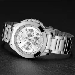 RelojesMEGIR - reloj de cuarzo de moda - cronógrafo - resistente al agua - acero inoxidable