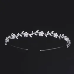 Luksuriøs tiara - krystal pandebånd - blomster / blade
