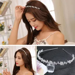 Luxe tiara - kristallen hoofdband - bloemen / bladerenHaar