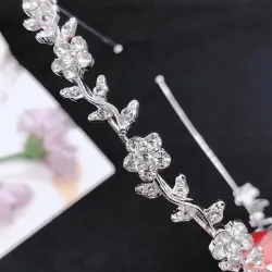 Diadema lussuoso - fascia in cristallo - fiori / foglie