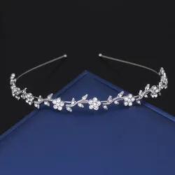 Luxe tiara - kristallen hoofdband - bloemen / bladerenHaar