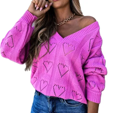 Classico maglione ampio - uncinetto - scava fuori i cuori