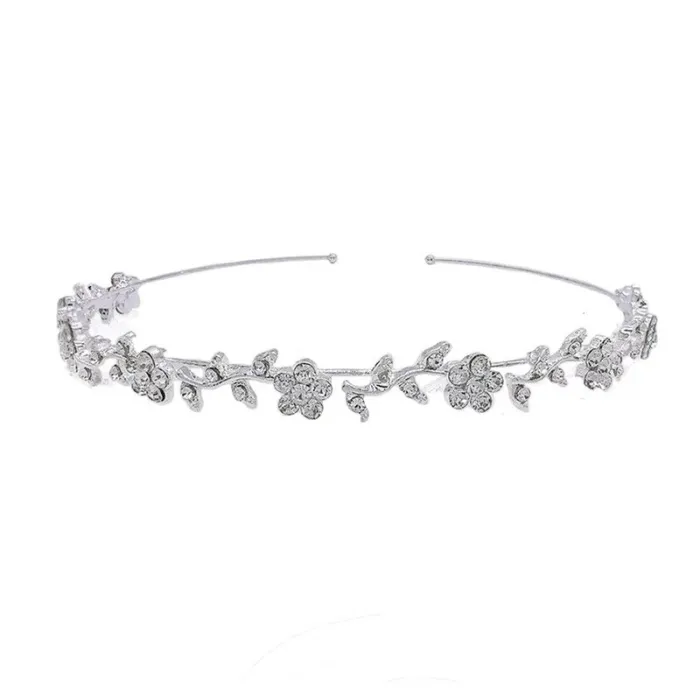 Luksusowa tiara - kryształowa opaska - kwiaty / liścieWłosy